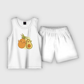 Детская пижама с шортами хлопок с принтом Ананас и Авокадо в Новосибирске,  |  | summer | еда | летние | лето | фрукты