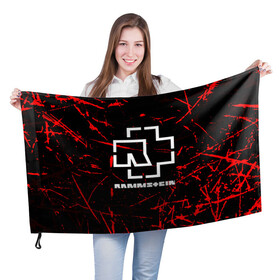 Флаг 3D с принтом RAMMSTEIN | РАМШТАЙН в Новосибирске, 100% полиэстер | плотность ткани — 95 г/м2, размер — 67 х 109 см. Принт наносится с одной стороны | music | rammstein | rock | группа | музыка | музыканты | рамштайн | рок