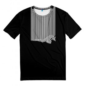 Мужская футболка 3D с принтом Полосатый Стиль (+Спина) в Новосибирске, 100% полиэфир | прямой крой, круглый вырез горловины, длина до линии бедер | белый | девушка | зебра | леди | линии | ноги | ножки | полосы | стиль | черно белый