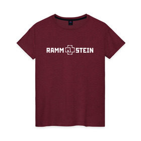 Женская футболка хлопок с принтом RAMMSTEIN в Новосибирске, 100% хлопок | прямой крой, круглый вырез горловины, длина до линии бедер, слегка спущенное плечо | music | rammstein | rock | группа | музыка | музыканты | рамштайн | рок
