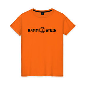 Женская футболка хлопок с принтом RAMMSTEIN (НА СПИНЕ) в Новосибирске, 100% хлопок | прямой крой, круглый вырез горловины, длина до линии бедер, слегка спущенное плечо | Тематика изображения на принте: music | rammstein | rock | группа | музыка | музыканты | рамштайн | рок