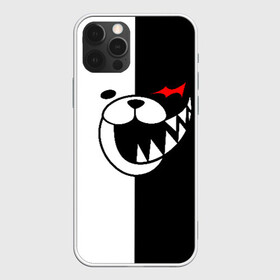 Чехол для iPhone 12 Pro с принтом Monokuma открыл рот в Новосибирске, силикон | область печати: задняя сторона чехла, без боковых панелей | Тематика изображения на принте: anime | bear | black  white | danganronpa | kurokuma | monodam | monokuma | monomi | monotaro | pink | rabbit | school | shirokuma | аниме | главарь | мoноми | монокума | черно белый | школа