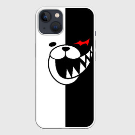 Чехол для iPhone 13 с принтом Monokuma открыл рот в Новосибирске,  |  | anime | bear | black  white | danganronpa | kurokuma | monodam | monokuma | monomi | monotaro | pink | rabbit | school | shirokuma | аниме | главарь | мoноми | монокума | черно белый | школа