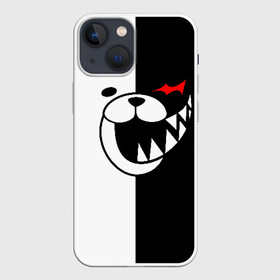 Чехол для iPhone 13 mini с принтом Monokuma открыл рот в Новосибирске,  |  | anime | bear | black  white | danganronpa | kurokuma | monodam | monokuma | monomi | monotaro | pink | rabbit | school | shirokuma | аниме | главарь | мoноми | монокума | черно белый | школа