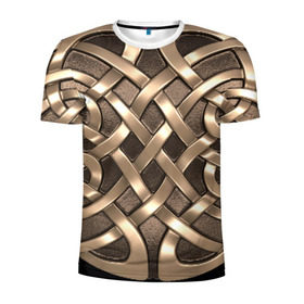 Мужская футболка 3D спортивная с принтом Кельтские узоры в Новосибирске, 100% полиэстер с улучшенными характеристиками | приталенный силуэт, круглая горловина, широкие плечи, сужается к линии бедра | 3d | арт | кельтские узоры | медь | черный