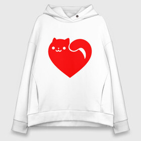 Женское худи Oversize хлопок с принтом Love Cat в Новосибирске, френч-терри — 70% хлопок, 30% полиэстер. Мягкий теплый начес внутри —100% хлопок | боковые карманы, эластичные манжеты и нижняя кромка, капюшон на магнитной кнопке | animal | cat | cute | heart | kitty | meow | друг | животные | киска | китти | кот | котенок | котик | кошечка | кошка | лев | леопард | любовь | милый | мур | мышь | мяу | пантера | питомец | рысь | сердце | тигр | улыбка