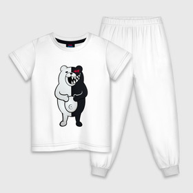 Детская пижама хлопок с принтом MONOKUMA в Новосибирске, 100% хлопок |  брюки и футболка прямого кроя, без карманов, на брюках мягкая резинка на поясе и по низу штанин
 | anime | bear | black  white | danganronpa | kurokuma | monodam | monokuma | monomi | monotaro | pink | rabbit | school | shirokuma | аниме | главарь | мoноми | монокума | черно белый | школа