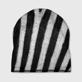Шапка 3D с принтом Zebra Skin в Новосибирске, 100% полиэстер | универсальный размер, печать по всей поверхности изделия | Тематика изображения на принте: animal | black | black white | pattern. | skin | streaks | texture | white | zebra | белый | животное | животные | зебра | полосы | текстура | узор | чёрно белые | чёрный