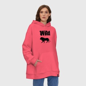 Худи SuperOversize хлопок с принтом wild lion в Новосибирске, 70% хлопок, 30% полиэстер, мягкий начес внутри | карман-кенгуру, эластичная резинка на манжетах и по нижней кромке, двухслойный капюшон
 | wild lion | дикий лев