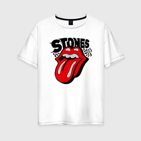 Женская футболка хлопок Oversize с принтом the rolling stones в Новосибирске, 100% хлопок | свободный крой, круглый ворот, спущенный рукав, длина до линии бедер
 | roll stone | rolling stone скачать | rolling stones | rolling stones лучшее | the rolling stones | купить футболку rolling stones | рок | рок н ролл | футболка rolling stones