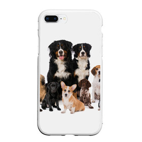 Чехол для iPhone 7Plus/8 Plus матовый с принтом Породистые собаки в Новосибирске, Силикон | Область печати: задняя сторона чехла, без боковых панелей | animal | bernese | breed | bulldog | corgi | cute | dog | french | funny | jack | labrador | mountain dog | muzzle | paws | pug | puppy | spaniel | бернский | бульдог | джек рассел | животное | забавный | зенненхунд | корги | лабрадор | лапы | милый