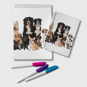 Блокнот с принтом Породистые собаки в Новосибирске, 100% бумага | 48 листов, плотность листов — 60 г/м2, плотность картонной обложки — 250 г/м2. Листы скреплены удобной пружинной спиралью. Цвет линий — светло-серый
 | Тематика изображения на принте: animal | bernese | breed | bulldog | corgi | cute | dog | french | funny | jack | labrador | mountain dog | muzzle | paws | pug | puppy | spaniel | бернский | бульдог | джек рассел | животное | забавный | зенненхунд | корги | лабрадор | лапы | милый