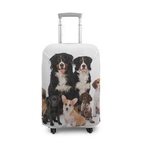 Чехол для чемодана 3D с принтом Породистые собаки в Новосибирске, 86% полиэфир, 14% спандекс | двустороннее нанесение принта, прорези для ручек и колес | animal | bernese | breed | bulldog | corgi | cute | dog | french | funny | jack | labrador | mountain dog | muzzle | paws | pug | puppy | spaniel | бернский | бульдог | джек рассел | животное | забавный | зенненхунд | корги | лабрадор | лапы | милый