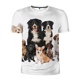 Мужская футболка 3D спортивная с принтом Породистые собаки в Новосибирске, 100% полиэстер с улучшенными характеристиками | приталенный силуэт, круглая горловина, широкие плечи, сужается к линии бедра | Тематика изображения на принте: animal | bernese | breed | bulldog | corgi | cute | dog | french | funny | jack | labrador | mountain dog | muzzle | paws | pug | puppy | spaniel | бернский | бульдог | джек рассел | животное | забавный | зенненхунд | корги | лабрадор | лапы | милый