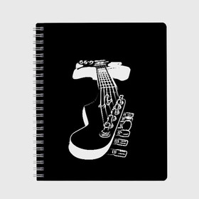 Тетрадь с принтом Гитара в Новосибирске, 100% бумага | 48 листов, плотность листов — 60 г/м2, плотность картонной обложки — 250 г/м2. Листы скреплены сбоку удобной пружинной спиралью. Уголки страниц и обложки скругленные. Цвет линий — светло-серый
 | black | game | guitar | instrument | music | musician | strings | white | белый | гитара | игра | инструмент | музыка | музыкант | струны | черный
