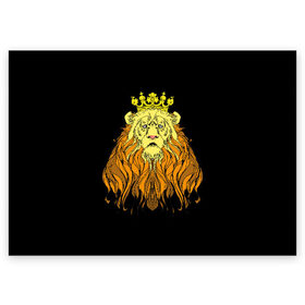 Поздравительная открытка с принтом Лев в Новосибирске, 100% бумага | плотность бумаги 280 г/м2, матовая, на обратной стороне линовка и место для марки
 | animal | beast | crown | king | lion | mane | muzzle | orange | view | yellow | взгляд | грива | желтый | животное | зверь | корона | лев | оранжевый | царь