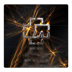 Магнитный плакат 3Х3 с принтом Rammstein в Новосибирске, Полимерный материал с магнитным слоем | 9 деталей размером 9*9 см | Тематика изображения на принте: 3d | rammstein | германия | красный | логотип | рок | черный
