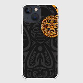 Чехол для iPhone 13 mini с принтом Polynesian tattoo в Новосибирске,  |  | Тематика изображения на принте: polynesian | tattoo | волна | геометрия | завитушка | маори | маска | орнамент. золото | полинезия | татуировка | татуха | трайбл | узор | черепаха | ящерица. солнце