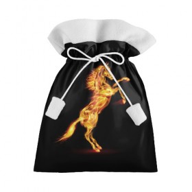 Подарочный 3D мешок с принтом Огненная лошадь в Новосибирске, 100% полиэстер | Размер: 29*39 см | animal | beautiful | black | fiery | fire | hooves | horse | mane | wild | грива | дикий | животное | конь | копыта | красивый | лошадь | огненный | огонь | скакун | черный