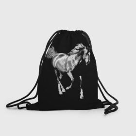Рюкзак-мешок 3D с принтом Конь вороной в Новосибирске, 100% полиэстер | плотность ткани — 200 г/м2, размер — 35 х 45 см; лямки — толстые шнурки, застежка на шнуровке, без карманов и подкладки | 