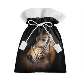 Подарочный 3D мешок с принтом Гнедая лошадь в Новосибирске, 100% полиэстер | Размер: 29*39 см | animal | beautiful | black | brown | eyes | gloss | harness | horse | look | muzzle | взгляд | глаза | гнедая | гнедой | животное | конь | коричневый | красивый | лоск | лошадь | сбруя | скакун | черный
