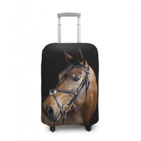 Чехол для чемодана 3D с принтом Гнедая лошадь в Новосибирске, 86% полиэфир, 14% спандекс | двустороннее нанесение принта, прорези для ручек и колес | animal | beautiful | black | brown | eyes | gloss | harness | horse | look | muzzle | взгляд | глаза | гнедая | гнедой | животное | конь | коричневый | красивый | лоск | лошадь | сбруя | скакун | черный