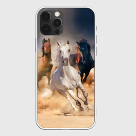 Чехол для iPhone 12 Pro Max с принтом Табун в Новосибирске, Силикон |  | animal | beautiful | black | brown | desert | gloss | herd | horse | mane | mustang | muzzle | nature | sand | white | wild | белый | грива | дикий | животное | конь | коричневый | красивый | лоск | лошадь | мустанг | песок | природа | пусты
