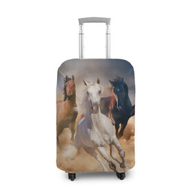 Чехол для чемодана 3D с принтом Табун в Новосибирске, 86% полиэфир, 14% спандекс | двустороннее нанесение принта, прорези для ручек и колес | animal | beautiful | black | brown | desert | gloss | herd | horse | mane | mustang | muzzle | nature | sand | white | wild | белый | грива | дикий | животное | конь | коричневый | красивый | лоск | лошадь | мустанг | песок | природа | пусты
