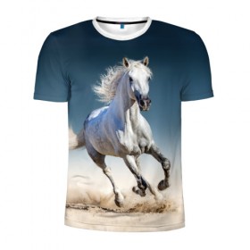 Мужская футболка 3D спортивная с принтом Серый в яблоках конь в Новосибирске, 100% полиэстер с улучшенными характеристиками | приталенный силуэт, круглая горловина, широкие плечи, сужается к линии бедра | Тематика изображения на принте: animal | beautiful | black | eyes | gloss | gray | harness | horse | in apples | look | muzzle | spotted | white | белый | в яблоках | взгляд | глаза | животное | конь | красивый | лоск | лошадь | пятнистый | сбруя | серый | скакун