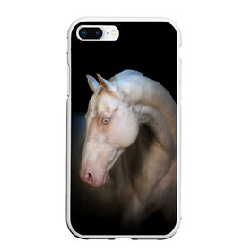 Чехол для iPhone 7Plus/8 Plus матовый с принтом Белая лошадь в Новосибирске, Силикон | Область печати: задняя сторона чехла, без боковых панелей | animal | black | breed | horse | muscle | muzzle | strength | unusual | white | белый | животное | конь | лошадь | мышцы | необычный | порода | сила | скакун