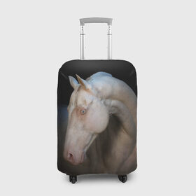 Чехол для чемодана 3D с принтом Белая лошадь в Новосибирске, 86% полиэфир, 14% спандекс | двустороннее нанесение принта, прорези для ручек и колес | animal | black | breed | horse | muscle | muzzle | strength | unusual | white | белый | животное | конь | лошадь | мышцы | необычный | порода | сила | скакун