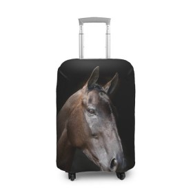 Чехол для чемодана 3D с принтом Лошадь в Новосибирске, 86% полиэфир, 14% спандекс | двустороннее нанесение принта, прорези для ручек и колес | animal | beautiful | black | brown | horse | muzzle | portrait | животное | конь | коричневый | красивый | лошадь | портрет | скакун | черный