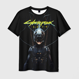 Мужская футболка 3D с принтом Cyberpunk 2077 в Новосибирске, 100% полиэфир | прямой крой, круглый вырез горловины, длина до линии бедер | cyberpunk | cyberpunk 2077 | samurai | игры | киану ривз | киберпанк | самурай