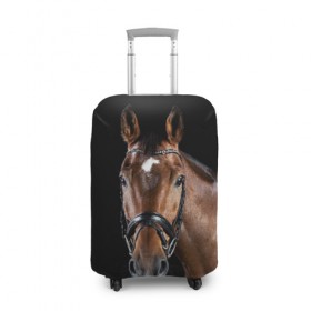Чехол для чемодана 3D с принтом Гнедая лошадь в Новосибирске, 86% полиэфир, 14% спандекс | двустороннее нанесение принта, прорези для ручек и колес | animal | beautiful | black | brown | eyes | gloss | harness | horse | look | muzzle | взгляд | глаза | гнедая | животное | конь | коричневый | красивый | лоск | лошадь | сбруя | скакун | черный