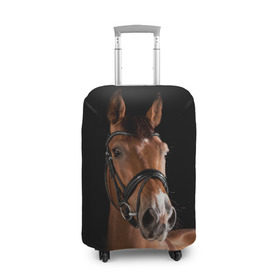 Чехол для чемодана 3D с принтом Гнедая лошадь в Новосибирске, 86% полиэфир, 14% спандекс | двустороннее нанесение принта, прорези для ручек и колес | animal | beautiful | black | brown | eyes | gloss | harness | horse | look | muzzle | взгляд | глаза | гнедая | животное | конь | коричневый | красивый | лоск | лошадь | сбруя | скакун | черный