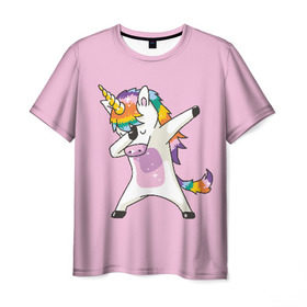 Мужская футболка 3D с принтом Единорог в Новосибирске, 100% полиэфир | прямой крой, круглый вырез горловины, длина до линии бедер | animal | cool | cute | fabulous | horn | horse | magical | pink | rainbow | unicorn | волшебный | единорог | животное | лошадь | милый | прикольный | радуга | рог | розовый | сказочный