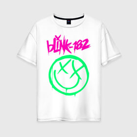 Женская футболка хлопок Oversize с принтом BLINK-182 в Новосибирске, 100% хлопок | свободный крой, круглый ворот, спущенный рукав, длина до линии бедер
 | blink | music | rock | блинк | группа | музыка | музыканты | рок