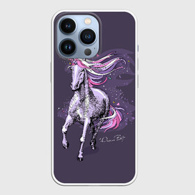Чехол для iPhone 13 Pro с принтом Dream Big в Новосибирске,  |  | animal | drawing | dream | fairytale | horn | magic | mane | purple | slogan | text | unicorn | волшебство | грива | единорог | животное | магия | мечта | рисунок | рог | сказочный | слоган | текст | фиолетовый