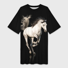 Платье-футболка 3D с принтом Серный в яблоках конь в Новосибирске,  |  | animal | beautiful | black | gloss | horse | mane | mustang | muzzle | white | wild | белый | в яблоках | грива | дикий | животное | конь | красивый | лоск | лошадь | мустанг | серый | скакун | черный