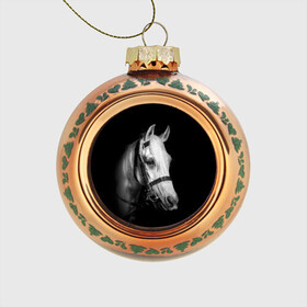 Стеклянный ёлочный шар с принтом Белая лошадь в Новосибирске, Стекло | Диаметр: 80 мм | animal | beautiful | black | eyes | gloss | harness | horse | look | muzzle | white | белый | взгляд | глаза | животное | конь | красивый | лоск | лошадь | сбруя | скакун