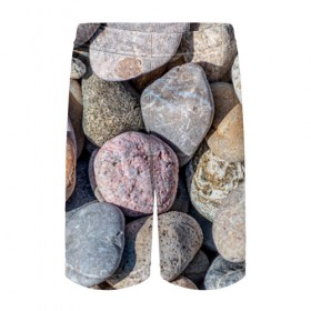 Детские спортивные шорты 3D с принтом камешки в Новосибирске,  100% полиэстер
 | пояс оформлен широкой мягкой резинкой, ткань тянется
 | камень | камешки | камни | камушки | лето | отдых | пляж | прикольное | сезон