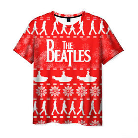 Мужская футболка 3D с принтом The Beatles (6) в Новосибирске, 100% полиэфир | прямой крой, круглый вырез горловины, длина до линии бедер | beatles | merry christmas | music | rock | the beatles | yellow submarine | битлз | джон леннон | легенда | музыка | новогодний свитшот | новый год | пит бест | рок