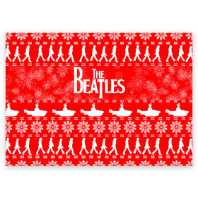 Поздравительная открытка с принтом The Beatles (6) в Новосибирске, 100% бумага | плотность бумаги 280 г/м2, матовая, на обратной стороне линовка и место для марки
 | Тематика изображения на принте: beatles | merry christmas | music | rock | the beatles | yellow submarine | битлз | джон леннон | легенда | музыка | новогодний свитшот | новый год | пит бест | рок