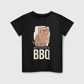 Детская футболка хлопок с принтом Злая Свинка в Новосибирске, 100% хлопок | круглый вырез горловины, полуприлегающий силуэт, длина до линии бедер | bbq | барбекю | еда | мясо | свинина | свиньи | свинья | шашлык