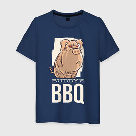 Мужская футболка хлопок с принтом Злая Свинка в Новосибирске, 100% хлопок | прямой крой, круглый вырез горловины, длина до линии бедер, слегка спущенное плечо. | bbq | барбекю | еда | мясо | свинина | свиньи | свинья | шашлык