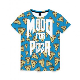 Женская футболка 3D с принтом Mood Pizza Doom в Новосибирске, 100% полиэфир ( синтетическое хлопкоподобное полотно) | прямой крой, круглый вырез горловины, длина до линии бедер | Тематика изображения на принте: cacodemon | doom | eternal | pizza | вечность | вечный | дум | итёрнал | какодемон | пицца | этернал