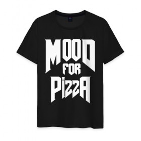 Мужская футболка хлопок с принтом Пицца Дум в Новосибирске, 100% хлопок | прямой крой, круглый вырез горловины, длина до линии бедер, слегка спущенное плечо. | cacodemon | doom | eternal | pizza | вечность | вечный | дум | итёрнал | какодемон | пицца | этернал