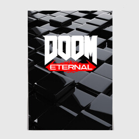 Постер с принтом Doom Blocks в Новосибирске, 100% бумага
 | бумага, плотность 150 мг. Матовая, но за счет высокого коэффициента гладкости имеет небольшой блеск и дает на свету блики, но в отличии от глянцевой бумаги не покрыта лаком | Тематика изображения на принте: cacodemon | doom | eternal | вечность | вечный | дум | итёрнал | какодемон | этернал