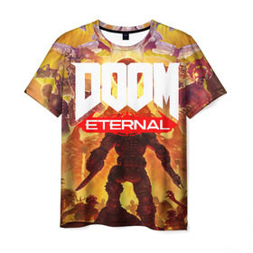 Мужская футболка 3D с принтом Doom Eternal в Новосибирске, 100% полиэфир | прямой крой, круглый вырез горловины, длина до линии бедер | cacodemon | doom | eternal | вечность | вечный | дум | итёрнал | какодемон | этернал