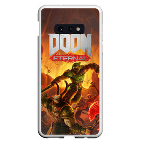 Чехол для Samsung S10E с принтом Doom в Новосибирске, Силикон | Область печати: задняя сторона чехла, без боковых панелей | cacodemon | doom | eternal | вечность | вечный | дум | итёрнал | какодемон | этернал